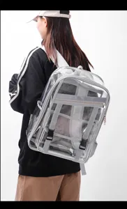 Transparenter PVC Schüler Rucksack, große Kapazität, klare Schultasche für Sport und Outdoor.
