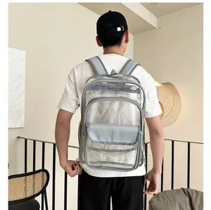 Durchsichtiger PVC Rucksack wasserdichte Reisetasche fuer Schule und Alltag stark