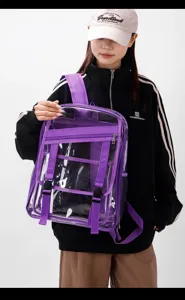 Transparenter PVC Rucksack grosse Kapazitaet durchsichtige Schultasche fuer Damen und Herren