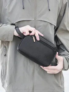 Necessaire Minimalista in Pelle PU per Uomo Donna Pochette da Viaggio per Cosmetici Pochette Impermeabile Organizer