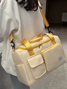 Große Kapazität Wasserdichte Reisetasche Faltbare Sport Fitness Reisetasche Mit Unabhängigem Schuhfach Farbblock Gym Bag