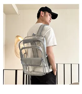 Klare Transparente PVC Rucksack Wasserdichte Schultasche Reise Daypack fuer Unisex