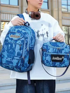 Large Capacity Camouflage Backpack Set Outdoor Travel Business Casual School Bag With Insulated Lunch Bag