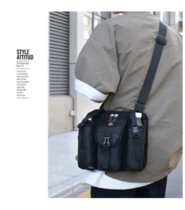 Bolso bandolera táctico casual para hombre con compartimentos para botellas