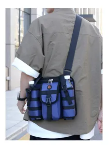 Bolso bandolera multifuncional táctico para exteriores para hombre con dobles portabotellas.