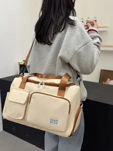 Große Kapazität Farblock Reisetasche Sport Fitness Gym Tasche tragbare Gepäcktasche für Reisen