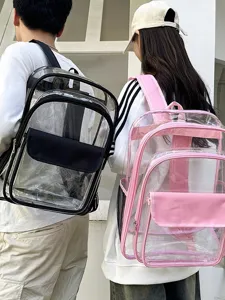 Klaren PVC Rucksack fuer Schule und Reisen wasserdichter transparenter Tagesrucksack