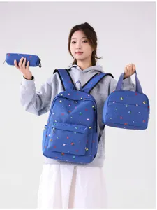 Set de mochila escolar de lona floral de 3 piezas, ligera, mochila casual para estudiantes