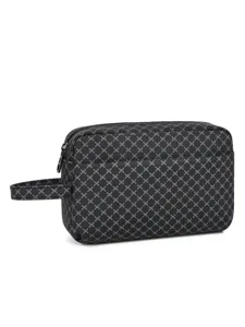 Trousse de Toilette en Cuir PU pour Hommes Sac de Rangement de Voyage d'Affaires Motif Géométrique Grande Capacité