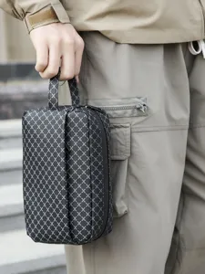 Trousse de toilette homme en PU portable grande capacité organisateur de voyage noir