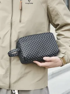 Sac de toilette portable pour homme PU voyage d'affaires étanche rangement pochette sac