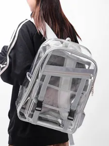 Klarsicht PVC Rucksack groesse Kapazitaet transparente Schultasche fuer Damen und Herren