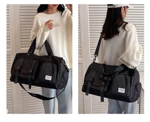 Large capacity travel duffel bag for sports and fitness with shoe compartment for gym and trips.