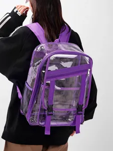 Transparenter PVC Rucksack große Kapazität durchsichtige Schultasche lila Freizeitrucksack