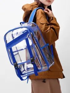 Klarer PVC Rucksack mit grossem Fassungsvermoegen transparente Schultasche fuer Sport