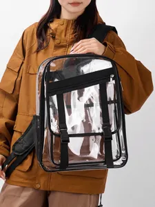Transparenter PVC Rucksack mit grosser Kapazitaet klare Schultasche fuer Sport Stadion