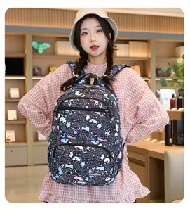 Grand sac à dos scolaire imprimé chat dessin animé pour étudiants au quotidien et campus