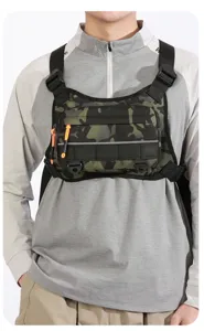 Tactical chest bag for men outdoor sports training running functional camo harness vest bag.