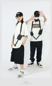 PU Leder Taktische Brusttasche Gurt Streetwear Hip Hop Handy Brieftasche Holster