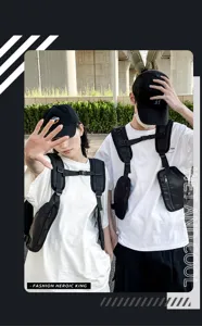 Outdoor tactical chest bag harness vest, multi-functional breathable streetwear bag.