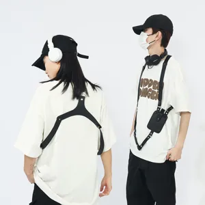 Unisex PU Leder taktische Brusttasche Schultergurt Handybeutel Streetwear Mode Zubehör.