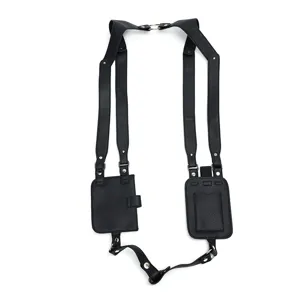 Schwarze PU Leder Schulterholster Tasche, multifunktionaler Doppelgurt Handy Brustgurt.