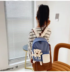 Zaino per bambini con orsetto dei cartoni animati, borsa scolastica elegante per l'asilo.