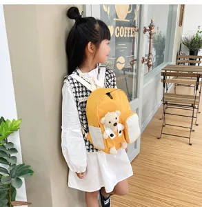Zaino per asilo con orsetto dei cartoni animati carino per bambini, borsa scolastica casual.