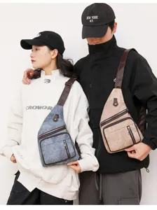 Canvas sling bag casual chest pack crossbody daypack for men and women stylish daily use