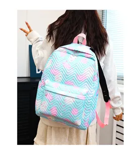 Japans stijl pastelkleurige gewatteerde rugzak voor studenten, grote comfortabele schooltas.
