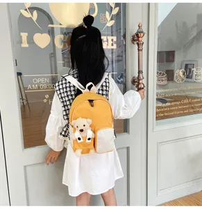 Zaino giallo per bambini simpatico ciondolo orsetto scuola materna cartella viaggio tempo libero