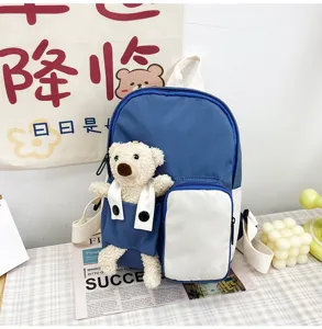 Zaino per bambini con simpatico orsetto cartone animato borsa casual scuola viaggio blu