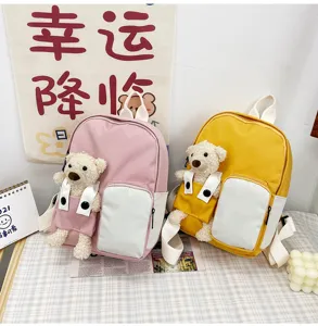 Zaino per bambini con orsetto di cartone animato, borsa scolastica in stile coreano.