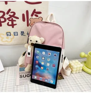 Zaino asilo rosa simpatico orsetto cartone animato bambini scuola viaggio tempo libero