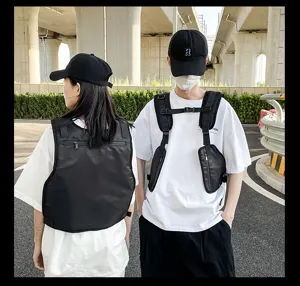 Tactical chest bag utility vest for outdoor sports, breathable multifunctional harness.
