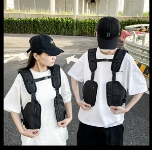 Tactical chest bag vest outdoor multi-functional canvas harness bag for sports training.