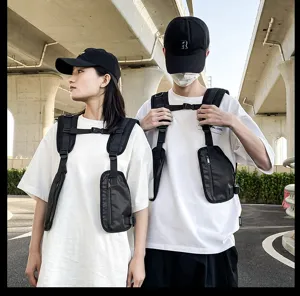 Outdoor tactical chest bag functional streetwear tactical vest adjustable multi-pocket backpack