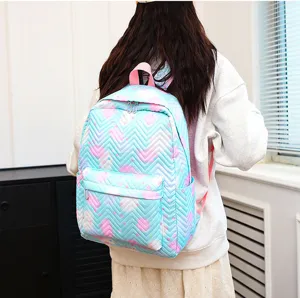 Grote capaciteit pastelkleurige chevron rugzak detail schattige schooltas voor studenten.