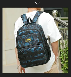 Detail view of the durable outdoor travel backpack featuring ergonomic shoulder straps and compartments.