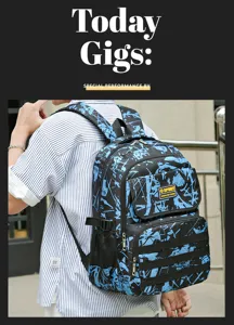 Casual outdoor travel backpack with large capacity, durable multi-pocket design for students.