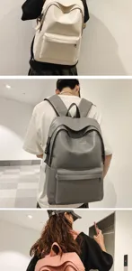 Sac à dos en cuir décontracté et minimaliste de grande capacité pour les voyages et l'école.