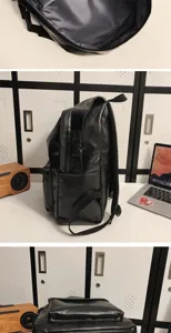 Sac a dos en cuir noir grand capacite sac d'ecole minimalist casual pour etudiants