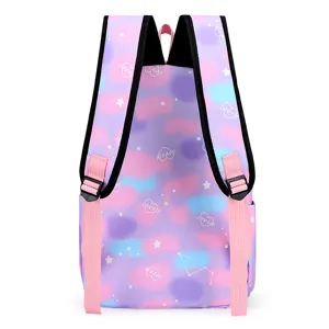 Sac à dos scolaire dégradé arc-en-ciel pour filles, sac de jour léger avec motifs mignons.