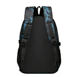 Men's casual backpack student school bag blue camouflage outdoor daypack book bag