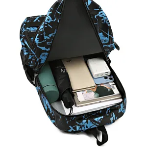 Men fashion casual blue camouflage backpack large capacity school bag for daily commuting