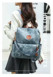 Damen PU Leder Anti-Diebstahl Rucksack Freizeit Reise Schultertasche Multifunktion
