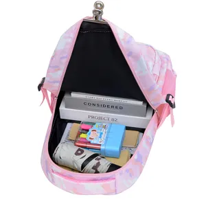 Pink camo backpack large capacity school bag waterproof laptop backpack for girls students