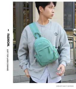 Stylish casual nylon chest bag for men and women, versatile waterproof crossbody backpack for daily use.