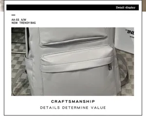 Grauer PU-Leder minimalistischer Rucksack tägliche lässige Studenten Reise-Schultasche wasserdicht