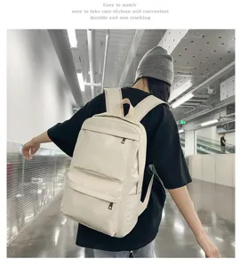 Wasserdichter PU Leder Rucksack Damen Herren große Kapazität Reise Freizeit Schultasche.